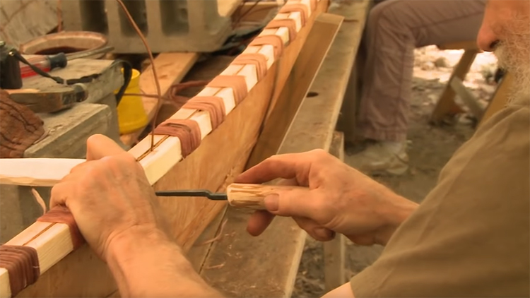 Building a birch bark canoe in Minnesota